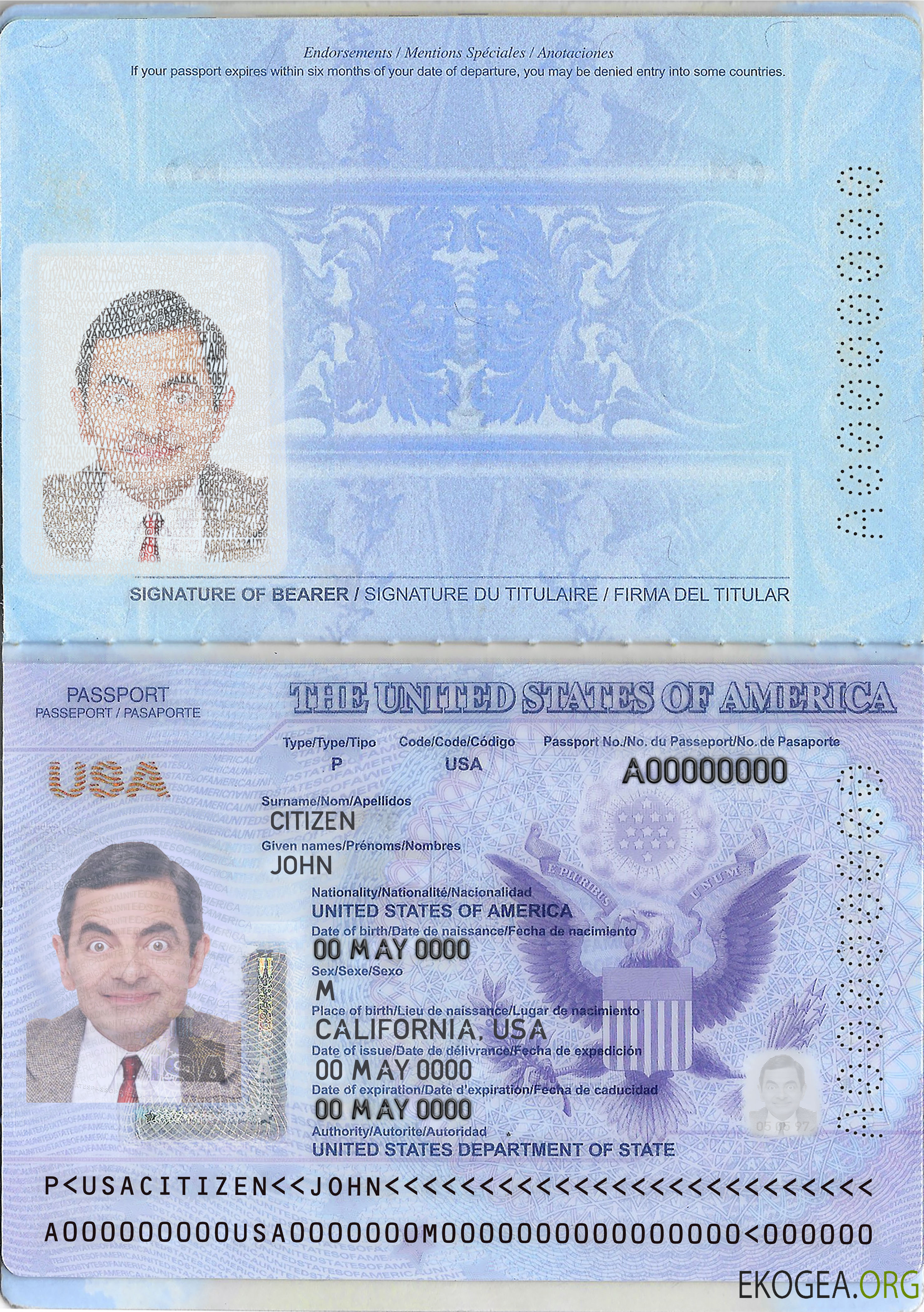 Passeport américain NOUVEAU 2020